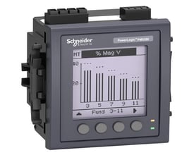 Schneider Electric PowerLogic PM5300 powermeter med grå frontpanel og grafisk display, der viser % Mag V.