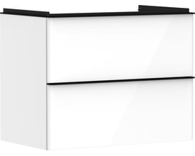 Hansgrohe Xelu Q vaskeskab i hvid højglans med to skuffer, bredde 78 cm og væghængt montering.