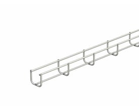 Nærbillede af Legrand gitterbakke TXF 35/35-RS, viser den slanke konstruktion i rustfrit stål og bøjede kanter.