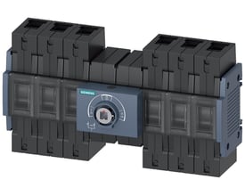 Siemens SENTRON 3KC MTSE 3-polet overførselskobler, størrelse 2, 100A, med manuel betjening og mærket I, O, II.