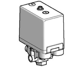 Schneider Electric pressostat med 1C/O kredsløbstype, justerbar fra 3,5-25 BAR og G1/4A gevindtilslutning, vist med grå kappe.