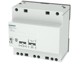 Siemens 40VA sikkerhedstransformator 230V AC primær, 12-32V AC sekundær, med diagram og CE-mærke.