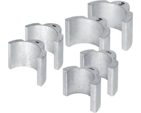 Komplet sæt af REMS udrustningsindsatser til forskellige rørstørrelser som 1½", 54mm og 60mm.