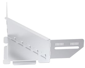 Universal hjørne til kabelbakker, 60x60x100mm, fremstillet af el-forzinket stål med monteringshuller.