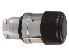 Schneider Electric paddetryk med sort drejegreb og chromdetaljer set fra siden, Ø30 mm, model ZB4BS42.