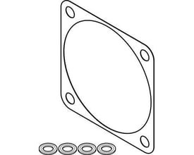 Festo tætningssæt EADS-F-100A til størrelse 100 pneumatik, vist med fire pakningsringe og en firkantet tætningsplade.