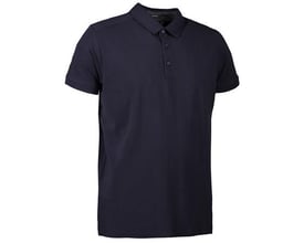 ID Identity polo i navyblå stretch single jersey med skjortekrave og tre matchende knapper. Størrelse 3XL.