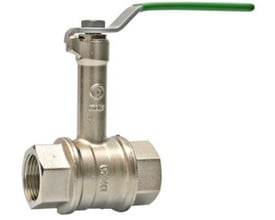 Pettinaroli kuglehane 1 1/4" muffe/muffe med langt, grønt stålhåndtag og afzinkningsfri messing konstruktion.