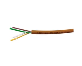 LIHH 4x0,75 multikabel i brun UV-bestandig kappe med fire ledere, der er strippet for enden.