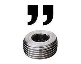 Unbrako konisk rørprop, type P, 1/8"X7/8", viser gevind og unbrakohoved, isoleret på hvid baggrund.