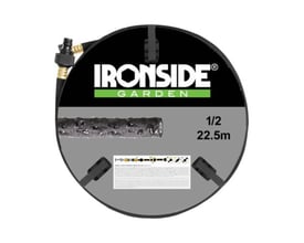 Sort Ironside-siveslange på rulle med synlig kobling, 12,5 mm i diameter og 22,5 meter lang.