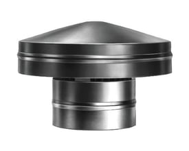 Detaljebillede af Lindab ventilationshætte VH 400, viser den koniske top og den galvaniserede stålkonstruktion.