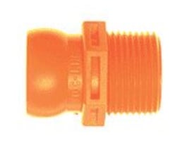 Loc-line tilslutningsnippel med R3/4" gevind og orange plastmateriale.