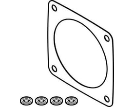 Festo tætningssæt EADS-F-60P, størrelse 60, vist som en tegning med en firkantet flange og fire små ringe nederst.