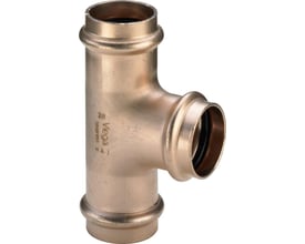 Viega T-stykke af CuNi10Fe1,6Mn-legering med Seapress teknologi, dimensioner 54x35x54mm, egnet til havvand.