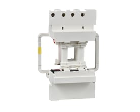 Detaljeret billede af Schneider Electric TeSys D spole LX1D8, der viser de hvide plastkomponenter og monteringsbeslag.