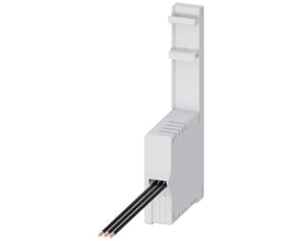 Siemens 8US2 busbarsystemadapter, 3-polet og 16 A, med sikringsholder og tre sorte forbindelsesledere.