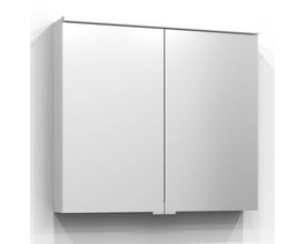 Svedbergs Sarek spejlskab i hvid, 80 cm bredt, med to spejldøre og diskret integreret LED-lys langs toppen.