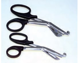 Helmuth A. Jensen Toughcut 150 Steritool saks i rustfrit stål med sorte håndtag, vist i to forskellige vinkler mod hvid baggrund.