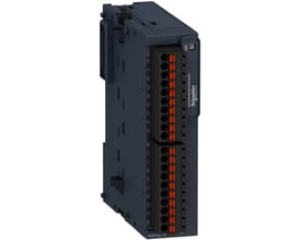 Schneider Electric TM3-modul AI4 analog indgangsmodul med fjederklemme og 24V forsyning, ideel til MachineStruxure PLC'er.