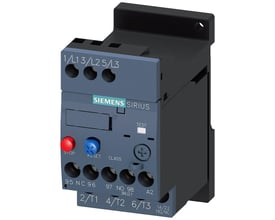 Siemens Sirius overbelastningsrelæ 0,11-0,16A, størrelse S00, med skrue terminaler og reset-knap, ideel til motorbeskyttelse.