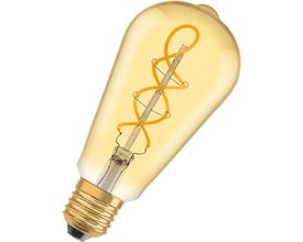 Osram Ledvance 1906 Edison LED-pære med ravfarvet glas og synlig LED-glødetråd, E27 fatning.