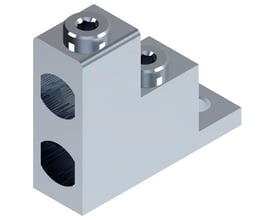 Katko AL/CU klemme i aluminium til 2 x 35-240 mm² kabler, med to skruehuller til fastgørelse.