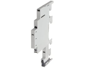 Siemens Modul PE til 8US samleskinnesystem, 5-polet, 9x160mm, lavet af plast i lys grå farve.
