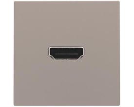 Niko HDMI udtag i bronze med stikmontage, viser en elegant bronzeoverflade og sort HDMI-port.