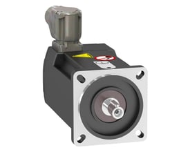 Schneider Electric synkronmotor, model BMP, 0.37 kW, IP65-klassificeret med M23 stik og et flangede frontmonteringsdesign.