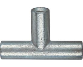 Nærbillede af Klauke T-samlemuffe med fortinnet kobberoverflade, der viser en T-formet samling til 10 mm² massive ledere.