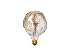 Nielsen Light Stone LED pære på 2W med gyldent, "krøllet" glas og synlig filament.