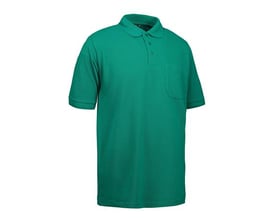 ID Identity klassisk poloshirt i grøn piquékvalitet med kort ærme, krave og brystlomme.
