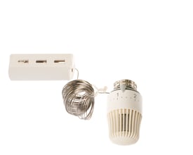 Roth kapillarføler til RTL ventil med 5m kabel, vist med termostat og følerhus på hvid baggrund.