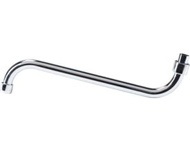 Børma S-tud i krom med 400 mm tudfremspring og 22 mm luftblander på hvid baggrund.