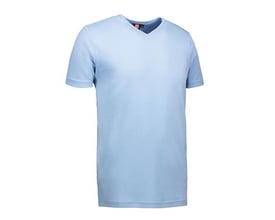 ID Identity T-TIME t-shirt til herrer i lys blå, størrelse L, med tætsiddende pasform og v-halsudskæring.