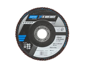 Norton X-TREME lamelslibeskive 125x22 mm plan K40 med blå kant og brun lameller, produceret i Italien.