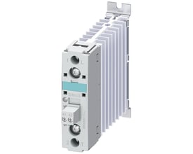 Siemens 3RF2 solid-state kontaktor 20A med integreret køleplade og terminaler til 48-460V AC/DC.