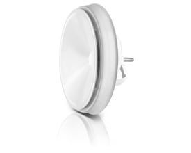 Air2Trust 160 mm indblæsningsventil med ramme i hvid plast, vist på hvid baggrund med refleksion.