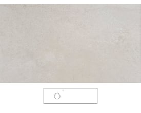 Svedbergs Jura bordplade i beige, 161x46 cm, vist med overfladens struktur og en skitse af udskæring og armaturhul.