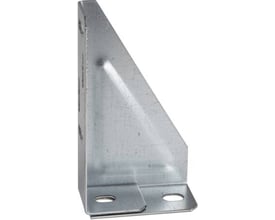 Schneider Electric Konsol S 150mm FZS, elforzinket, 82 mm høj og 194 mm bred, viser monteringshuller og forstærkningsdetaljer.