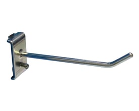 Maskinfabrikken Universal varekrog i metal, 100 mm lang med Ø4 mm krog og enkelt bagplade til hulplader.