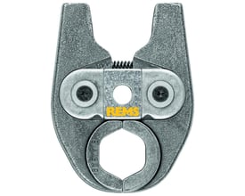 Detaljeret visning af Rems pressbakke mini BMP 1 1/8" med indgraveret tekst og præcisionsbearbejdning.