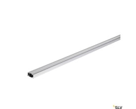 Oversigtsbillede af SLV 1-faset strømskinne i grå aluminium, 2 meter lang, viser profilen fra en let skrå vinkel på hvid baggrund.