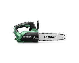 Hikoki CS1825DC 18V akku kædesav i grøn og sort med 250 mm sværd, set fra siden.