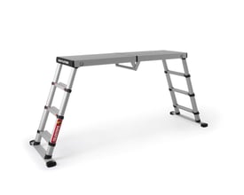 Telesteps Solid teleskop platform med 2x3 trin, lavet af aluminium, på hvid baggrund.