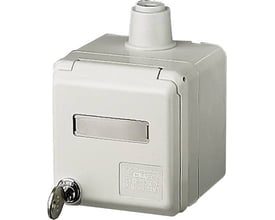 Mennekes CEE stikdåse til udendørs brug, 16A, 230V, 3-polet, IP44-klassificeret og låsbar.