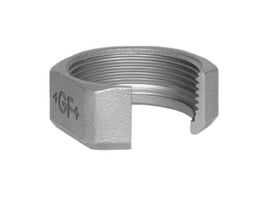 Georg Fischer sort omløber 2 x 2 3/4" i blødstøbt metal med synligt "GF+" logo og indvendige gevind.