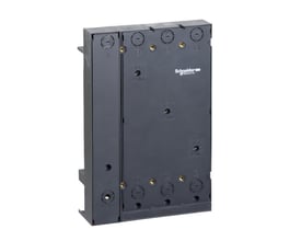 Schneider Electric montageplade 4P til 630A og 60mm skinner, viser L1, L2, L3 og N terminaler.