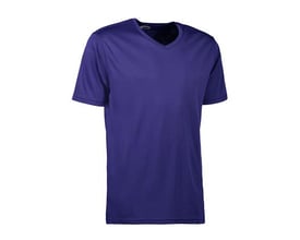 ID Identity T-shirt i mørk kongeblå med V-hals, størrelse M, fremstillet i svedtransporterende og åndbart materiale.
